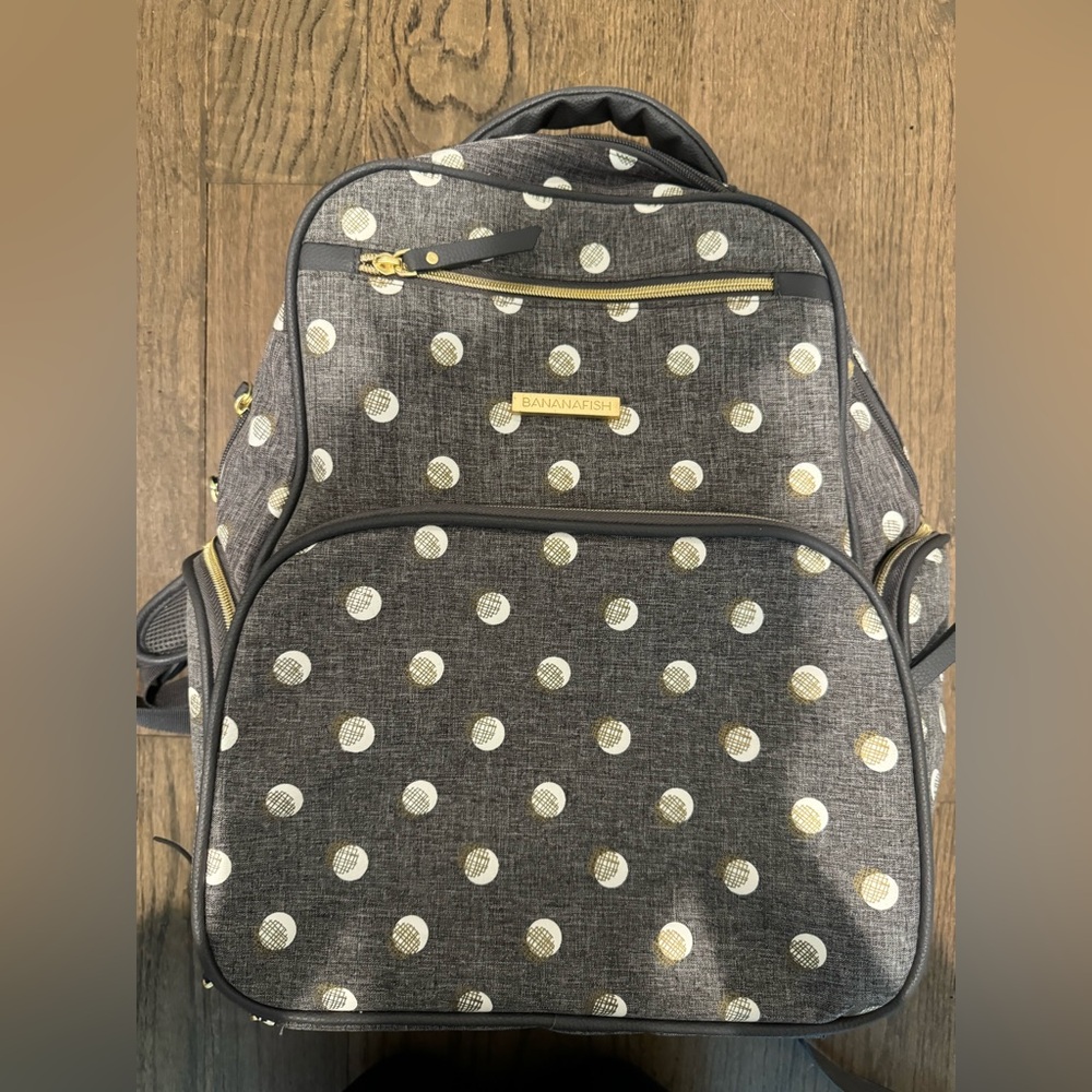 BANANAFISH gray, white, and gold pumping bag